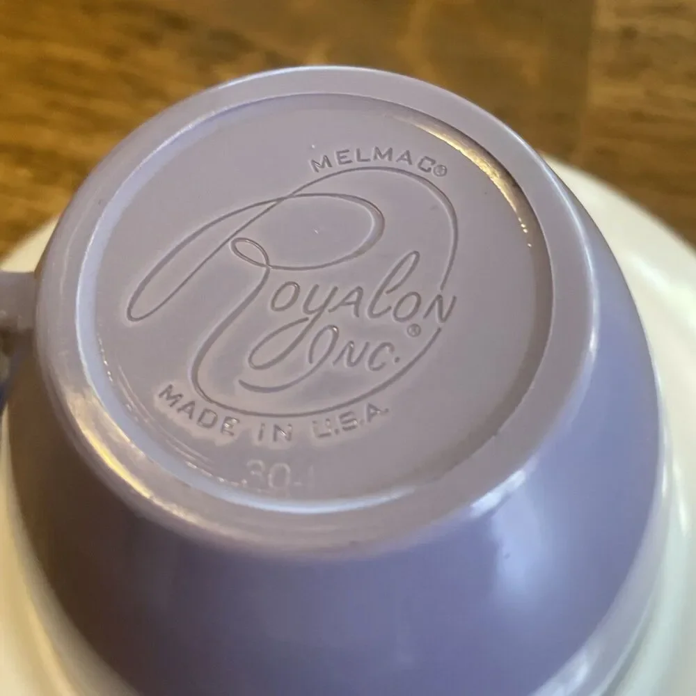 Royalon Melmac Purple Set of 13 Coffee Cups Small Plates Dinner Plate Vintage